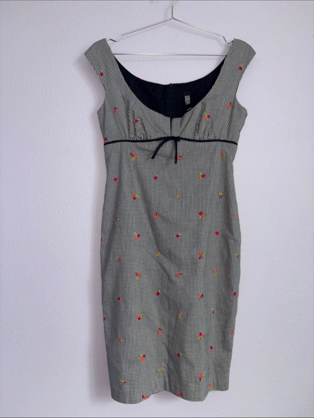90s Laundry Gingham Floral Midi Dress